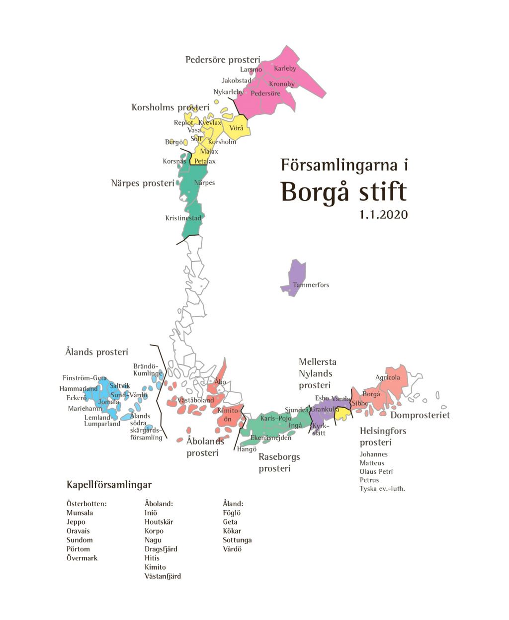 karta församlingar Borgå stift